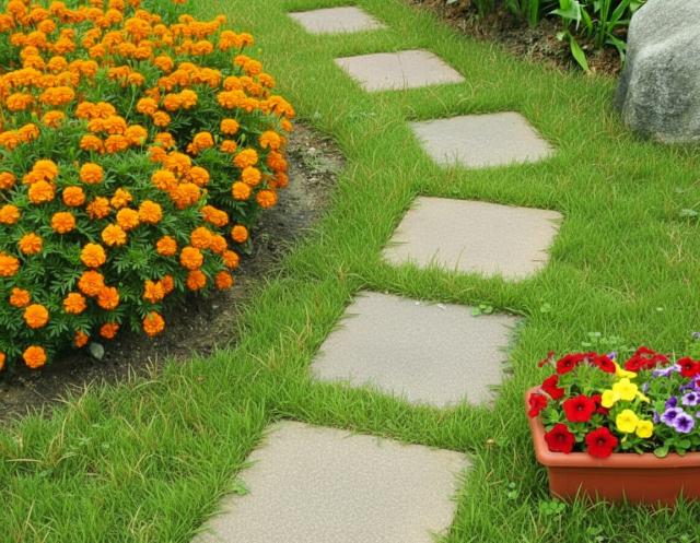 敷石 庭 石 平板 ステップストーン 300mm角 20mm厚 4枚 フレンチ