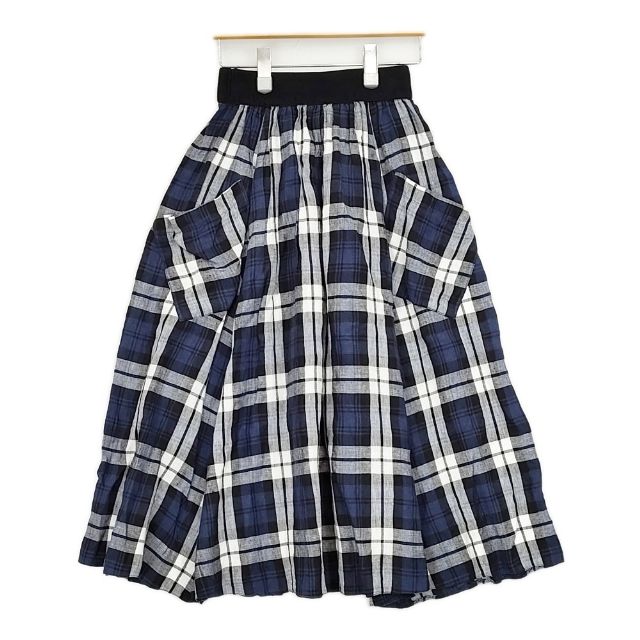 #O’NEIL OF DUBLIN リネン スイングスカート POCKET SWING LONG SKIRT チェック ロングスカート ホワイト ネイビー ブラック レディース オニールオブダブリン【中古】6-0218M∞