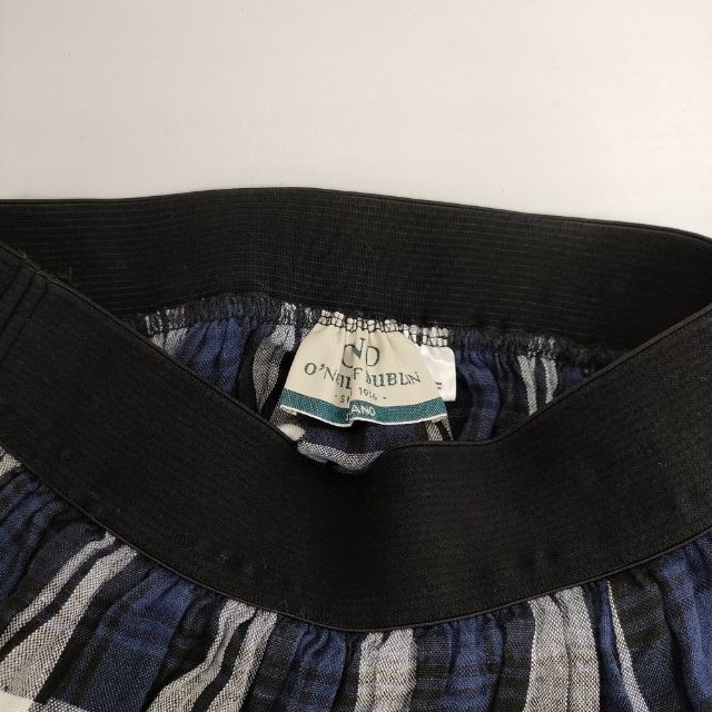 #O’NEIL OF DUBLIN リネン スイングスカート POCKET SWING LONG SKIRT チェック ロングスカート ホワイト ネイビー ブラック レディース オニールオブダブリン【中古】6-0218M∞