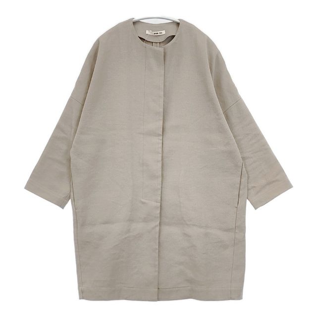 evam eva リネンコットン ノーカラー コート 定価39600円 E241T025 コート 24SS グレージュ レディース エヴァムエヴァ【中古】6-0416M∞
