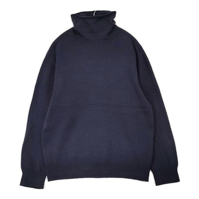 MHL. WINTER COTTON KNITWEAR 596-5260201 サイズM コットン ハイネック セーター ニット 25AW ネイビー メンズ エムエイチエル【中古】6-0421T♪