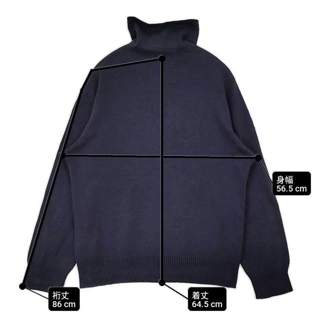 MHL. WINTER COTTON KNITWEAR 596-5260201 サイズM コットン ハイネック セーター ニット 25AW ネイビー メンズ エムエイチエル【中古】6-0421T♪_5
