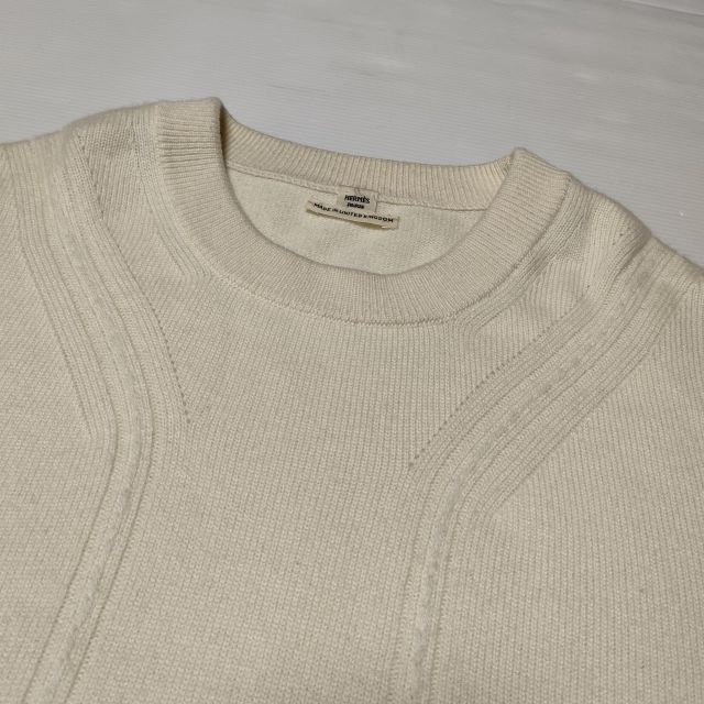 HERMES カシミヤ100% クルーネック ケーブルセーター 2H2603D1 サイズ40 ニット アイボリー レディース エルメス【中古】3-1106T∞_3