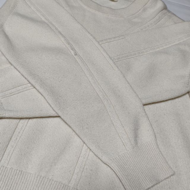 HERMES カシミヤ100% クルーネック ケーブルセーター 2H2603D1 サイズ40 ニット アイボリー レディース エルメス【中古】3-1106T∞_4