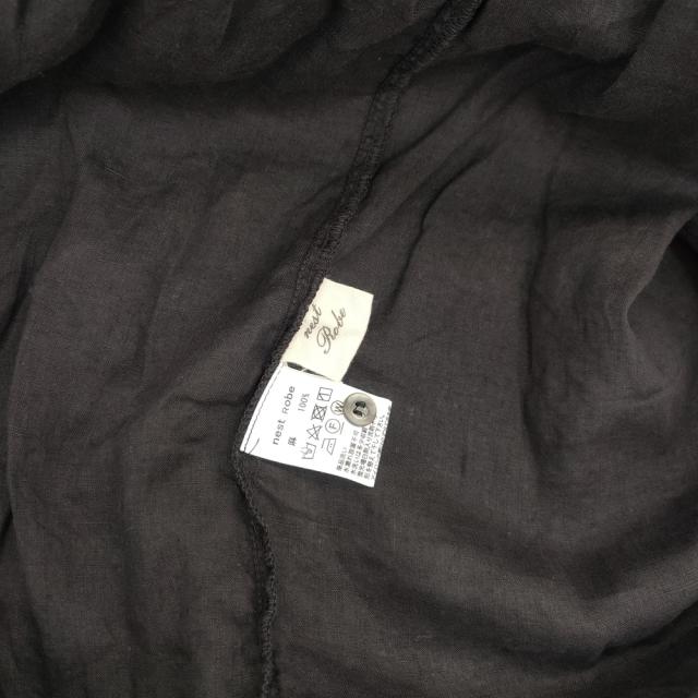 nest Robe 01172-1016-2 リネンギャザーワンピース 生産物染め 日本製 半袖 衣装 黒いこと レディース ネスト衣装【中古】6-0421S△