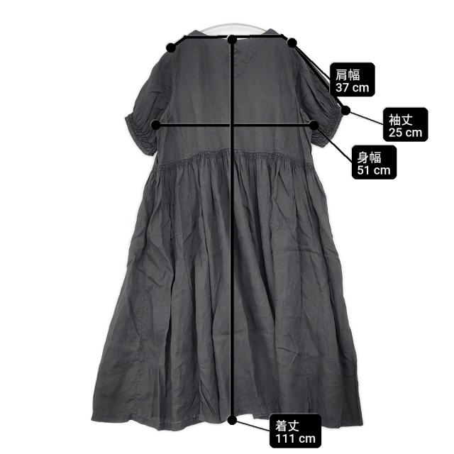 nest Robe 01172-1016-2 リネンギャザーワンピース 生産物染め 日本製 半袖 衣装 黒いこと レディース ネスト衣装【中古】6-0421S△