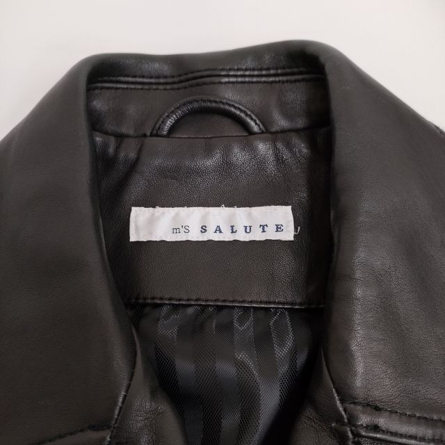m’s salute レザージャケット 羊革 シープスキン ダブル サイズ44 ライダースジャケット ブラック メンズ エムズサルート【中古】4-0124T♪_2