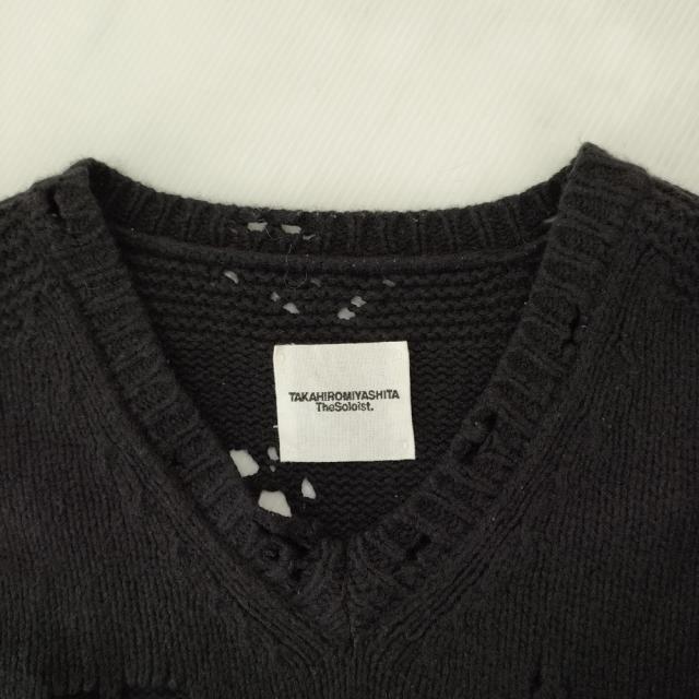 TAKAHIRO MIYASHITA TheSoloist sk.0008aw16 Vネック グランジ セーター ニット 16AW ブラック タカヒロミヤシタザソロイスト【中古】5-0113T♪_2