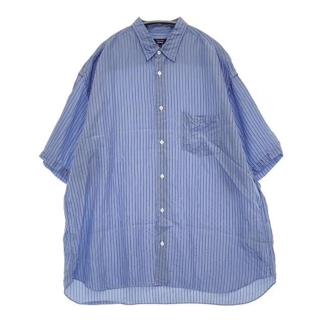 COMME des GARCONS HOMME キュプラストライプ 製品加工 定価42900円 AD2024 半袖シャツ 25SS ライトブルー メンズ コムデギャルソンオム【中古】5-1118S♪