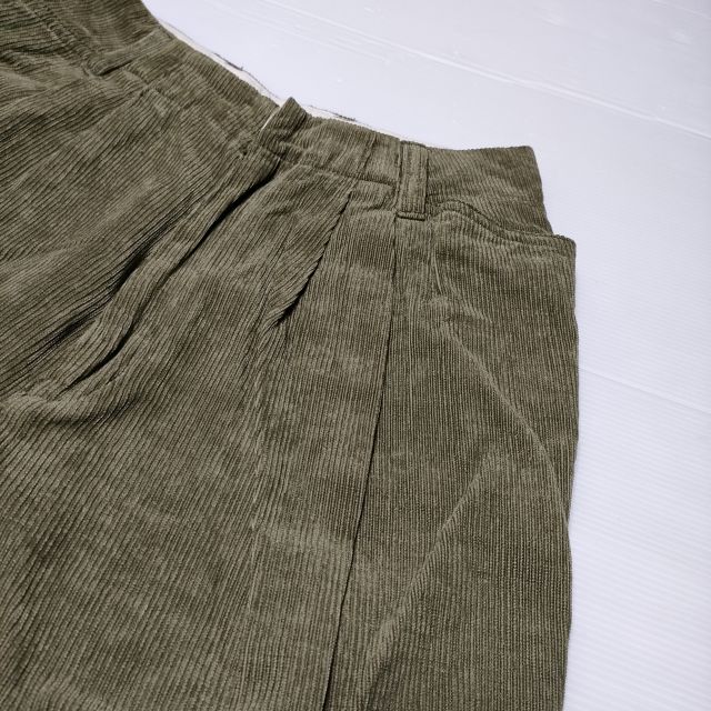 R&amp;D.M.Co- リネンコットン コーデュロイハイウエスト パンツ カーキ レディース オールドマンズテーラー【中古】4-1121T∞_3