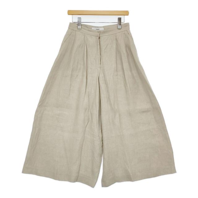 saqui 23SS09 サイズ38 リネン タック ワイド パンツ 23SS ベージュ レディース サキ【中古】5-0613M♪