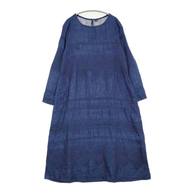 45R/45rpm 二重織のレース刺繍ドレス（インディゴ） 定価86900円 ワンピース ネイビー レディース フォーティーファイブアールピーエム【中古】5-1118M♪