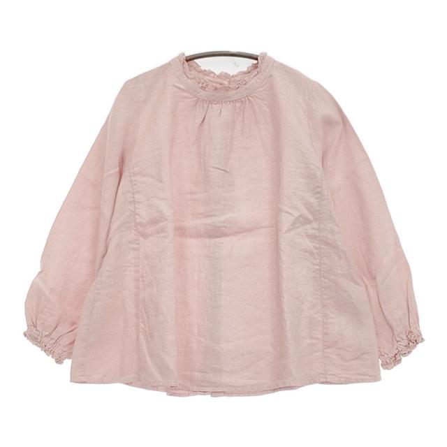 nest Robe バラ染めリネンスタンドフリルブラウス 定価19800円 01231-1309 ブラウス シャツ 23SS ピンク レディース ネストローブ【中古】5-1118M♪