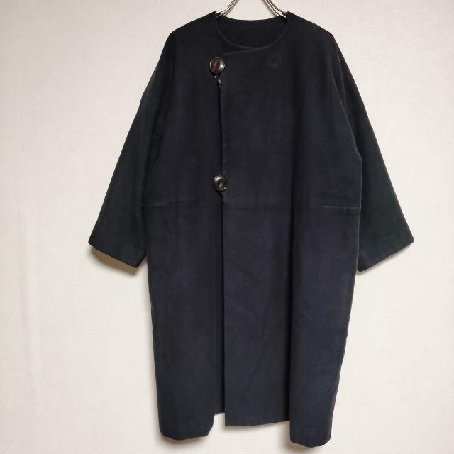 arts&science 毛100% ロング コート 紺 ノーカラー arts&science 毛100% ロング コート 紺 ノーカラー