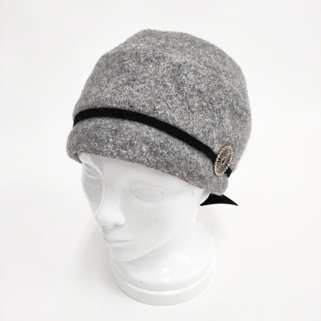 hitomi shinoyama リボン付き その他帽子 グレー レディース ヒトミ シノヤマ【中古】6-0112T◎