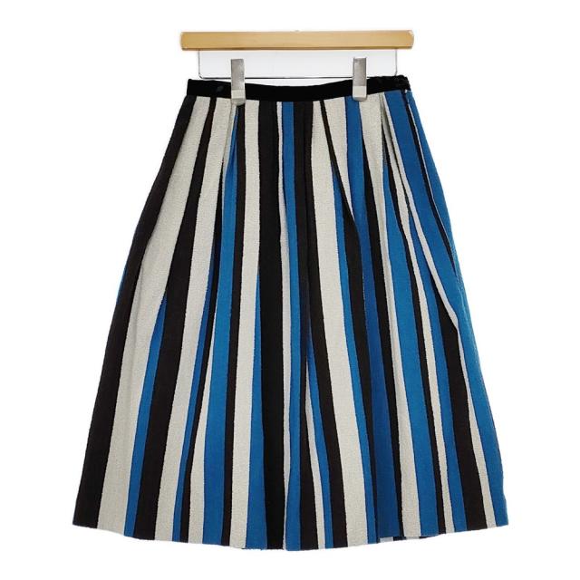 mina perhonen multistripe 定価57200円 va5050 サイズ38 スカート ライトブルー ホワイト ブラック レディース ミナペルホネン【中古】5-0928T△