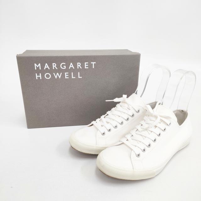 MARGARET HOWELL 定価21000円 キャンバス ローカットスニーカー 23.5cm スニーカー ホワイト レディース マーガレットハウエル【中古】5-0911G◎