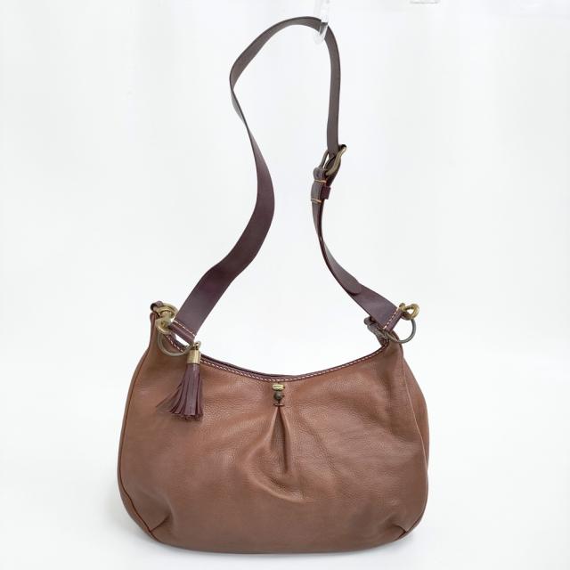 Tochca 未使用品 2WAY ボナー レザー 定価13万円 ショルダーバッグ ブラウン レディース トーチカ【中古】5-0718G♪