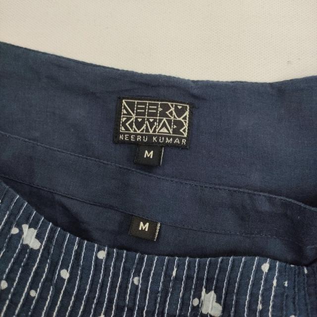 NEERU KUMAR J0407XNK Jurgen Lehl購入 コットン ピンタック インド製 チュニック ネイビー ホワイト レディース ネルークマール【中古】5-0718S♪_2