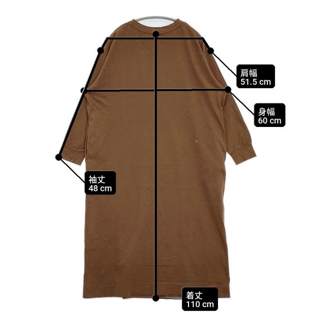 45R/45rpm Tシャツドレス コットン 日本製 ポケット付き ワンピース ブラウン レディース フォーティーファイブアールピーエム【中古】6-0203M♪_5