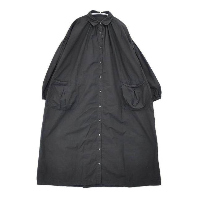 nest Robe 01233-1414 コットン ラミー ミトンポケット ロング シャツワンピース ワンピース 23AW ブラック レディース ネストローブ【中古】6-0511M△