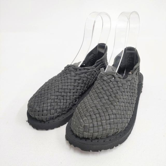 LA BAUM ラ ボーム 未使用 KRAKOW クラコフ レザーメッシュ編み サイズ36 シューズ・靴 ブラック レディース【中古】6-0511G◎