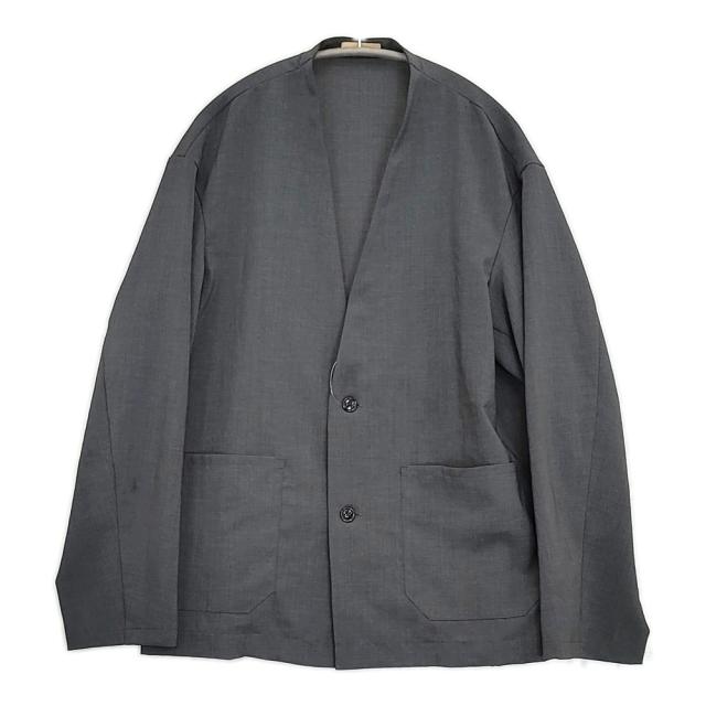 LAMOND. NO COLLAR SHARI JACKET 定価25300円 LM-O-113 サイズ2 ノーカラージャケット 25SS チャコールグレー メンズ ラモンド【中古】5-1022M♪
