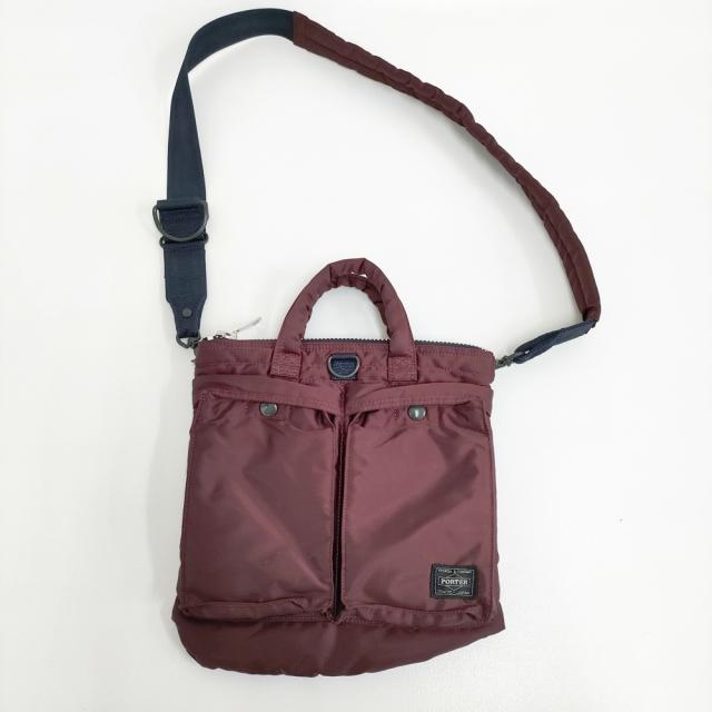 PORTER EXCHANGE PX TANKER 2WAY HELMET BAG ヘルメットバッグ 定価44000円 ショルダーバッグ MAROON マルーン メンズ ポーター【中古】6-0710G♪ 26,384円