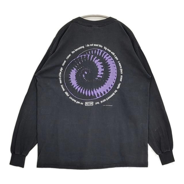 Nine Inch Nails ナイン・インチ・ネイルズ 90年代 NIN The Downward Spiral バンドTシャツ ALL SPORT XL 長袖Ｔシャツ カットソー ロンＴ ブラック メンズ【中古】6-0509M♪