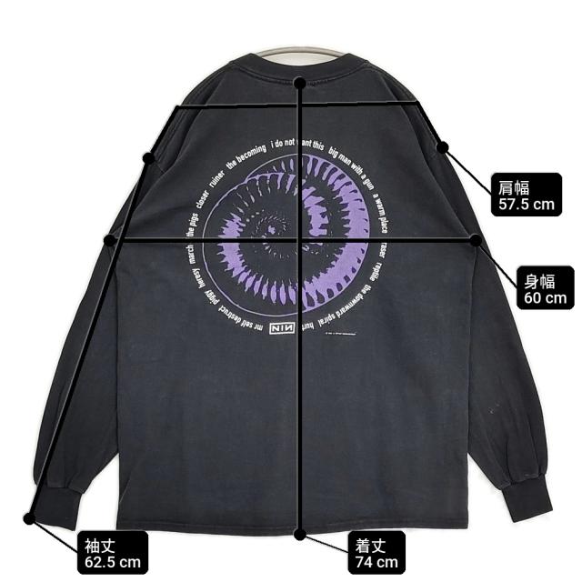 Nine Inch Nails ナイン・インチ・ネイルズ 90年代 NIN The Downward Spiral バンドTシャツ ALL SPORT XL 長袖Ｔシャツ カットソー ロンＴ ブラック メンズ【中古】6-0509M♪_8