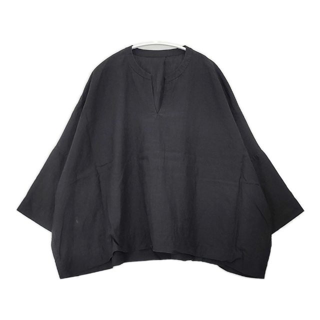 ARTS&amp;SCIENCE 071-L697-122 リネン ワイド ブラウス シャツ ブラック レディース アーツ&amp;サイエンス【中古】6-0518M∞