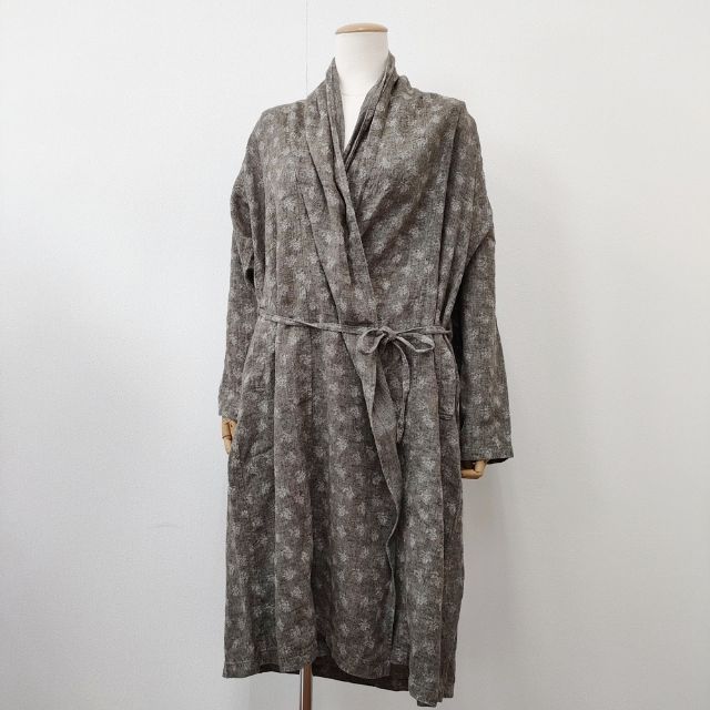 nest Robe リネン カシュクール 衣装 衣装 小花柄 01114-2014 化粧着 厚地の外套 薄墨色 レディース ネスト衣装【中古】6-0516M∞