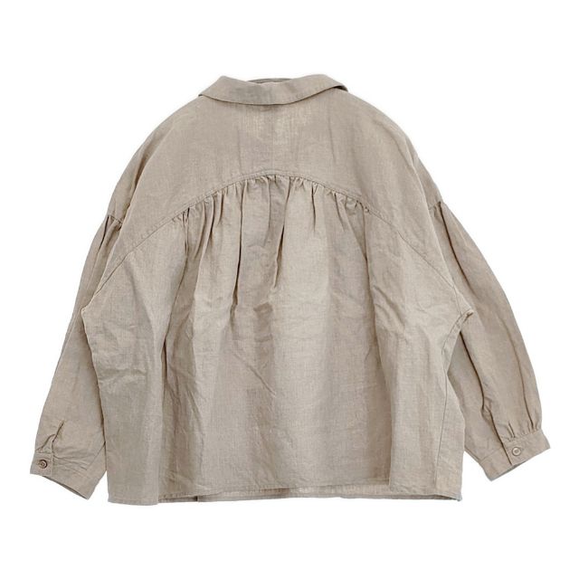 nest Robe 高密度ブラックリネンギャザーブラウス 01183-2009 ブラウス シャツ ベージュ レディース ネストローブ【中古】6-0516M∞_1