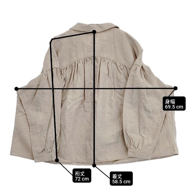 nest Robe 高密度ブラックリネンギャザーブラウス 01183-2009 ブラウス シャツ ベージュ レディース ネストローブ【中古】6-0516M∞_5