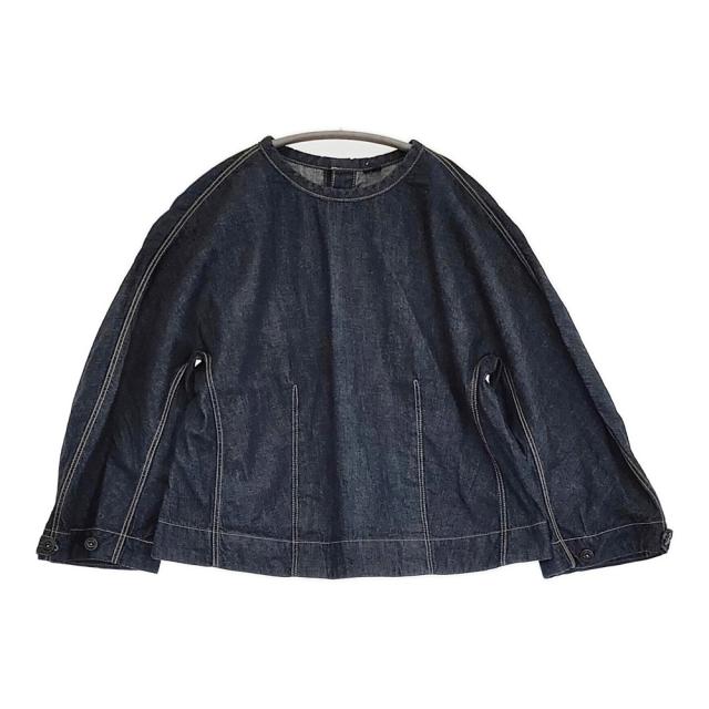 45R/45rpm 麦比古デニムのまるパフブラウス インディゴ 定価47300円 2025 ネイビー レディース フォーティーファイブアールピーエム【中古】6-0509M♪