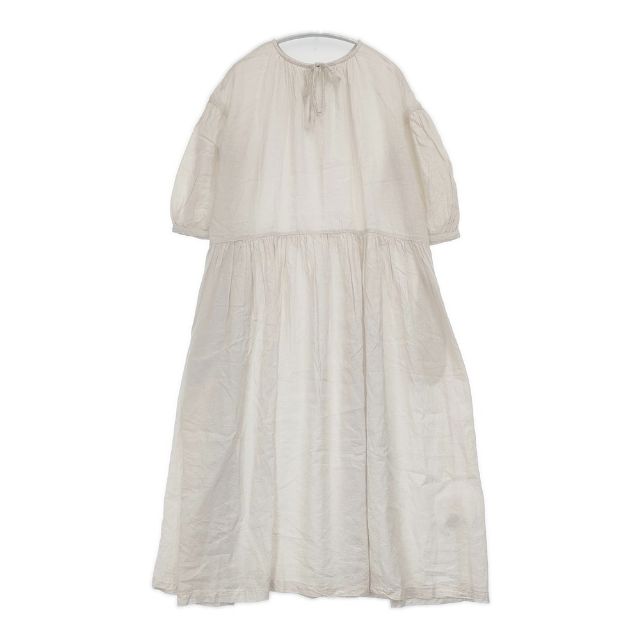 nest Robe 近江晒天然染め ギャザーフレアワンピース 01231-1019 ワンピース 23SS オフホワイト レディース ネストローブ【中古】6-0305M∞