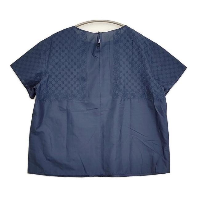 自由区 新品 エンブロイダリーローン Tブラウス 接触冷感・洗える ブラウス シャツ 25AW ネイビー レディース 自由区【中古】6-0324S♪_1