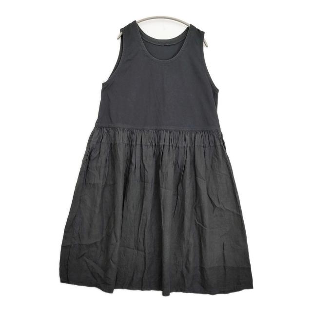 nest Robe コットンリネンドッキング ノースリーブ ロングワンピース 01242-1519 ワンピース 24SS ブラック レディース ネストローブ【中古】6-0407S♪