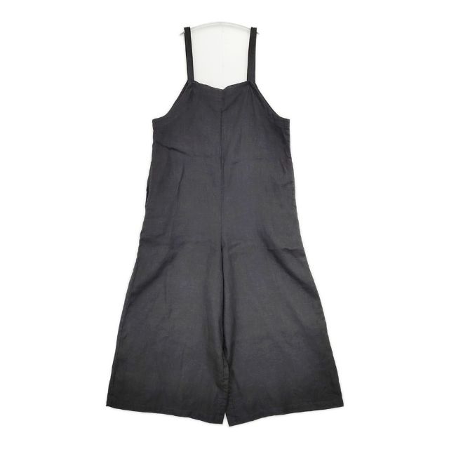 fog linen work リトアニア製 リネンサロペットパンツ オーバーオール サロペット ブラック レディース フォグリネンワーク【中古】6-0408M∞