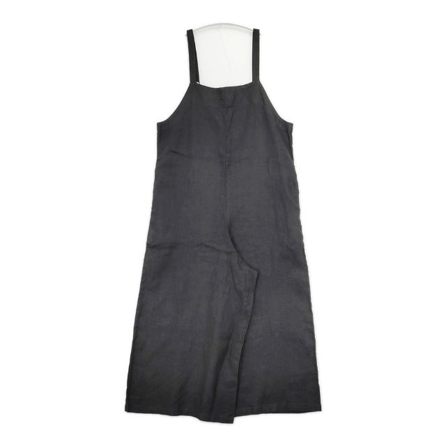 fog linen work リトアニア製 リネンサロペットパンツ オーバーオール サロペット ブラック レディース フォグリネンワーク【中古】6-0408M∞_1