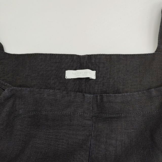 fog linen work リトアニア製 リネンサロペットパンツ オーバーオール サロペット ブラック レディース フォグリネンワーク【中古】6-0408M∞_2