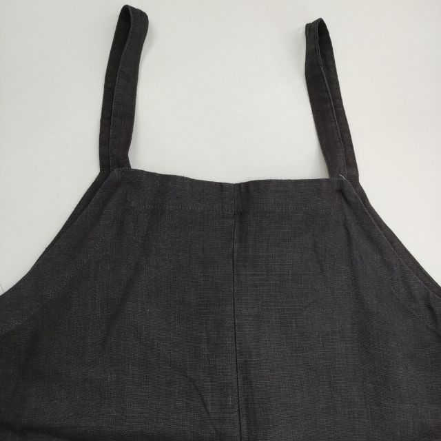 fog linen work リトアニア製 リネンサロペットパンツ オーバーオール サロペット ブラック レディース フォグリネンワーク【中古】6-0408M∞_3