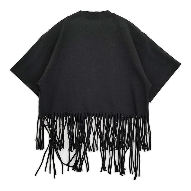 ISABEL MARANT BIANEA スタッズ フリンジハーフスリーププルオーバー 半袖Ｔシャツ カットソー ブラック レディース イザベルマラン【中古】6-0407S♪_1