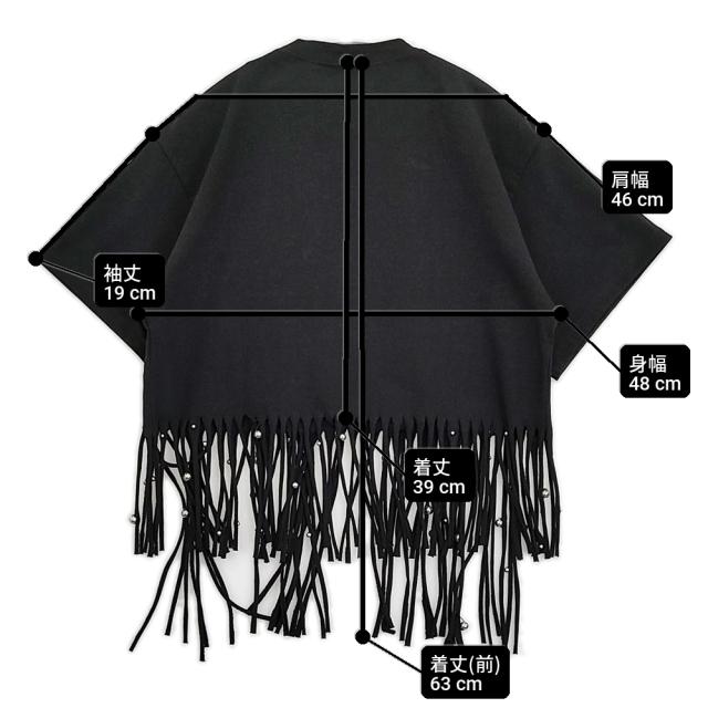 ISABEL MARANT BIANEA スタッズ フリンジハーフスリーププルオーバー 半袖Ｔシャツ カットソー ブラック レディース イザベルマラン【中古】6-0407S♪_6