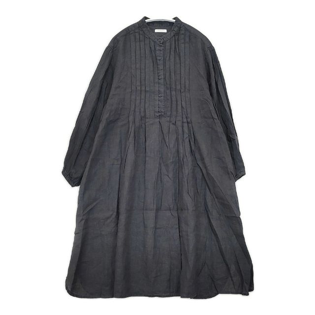 fog linen work リトアニア製 リネン タック ティーシャツ 衣装 黒いこと レディース フォグリネンワーク【中古】6-0409M∞