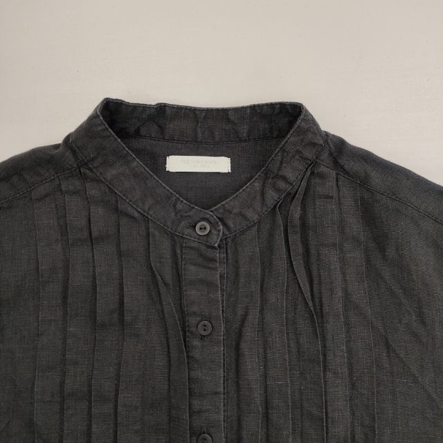 fog linen work リトアニア製 リネン タック ティーシャツ 衣装 黒いこと レディース フォグリネンワーク【中古】6-0409M∞