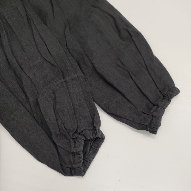 fog linen work リトアニア製 リネン タック ティーシャツ 衣装 黒いこと レディース フォグリネンワーク【中古】6-0409M∞