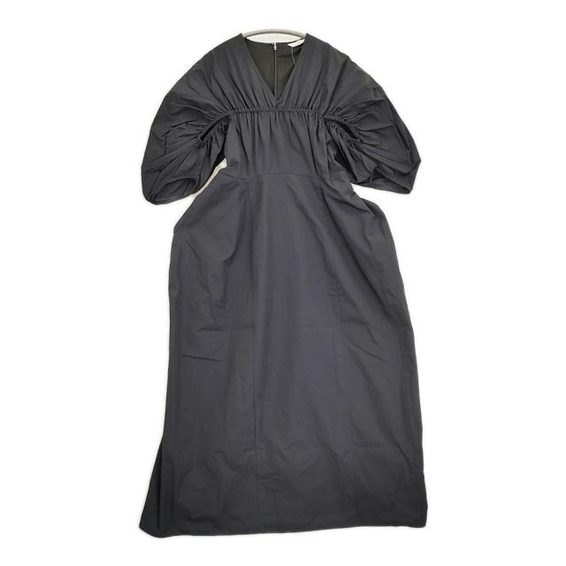 CLANE CROSSING GATHER ONEPIECE サイズ1 コットンナイロン Vネック ギャザー ワンピース 24SS ブラック レディース クラネ【中古】6-0407S♪