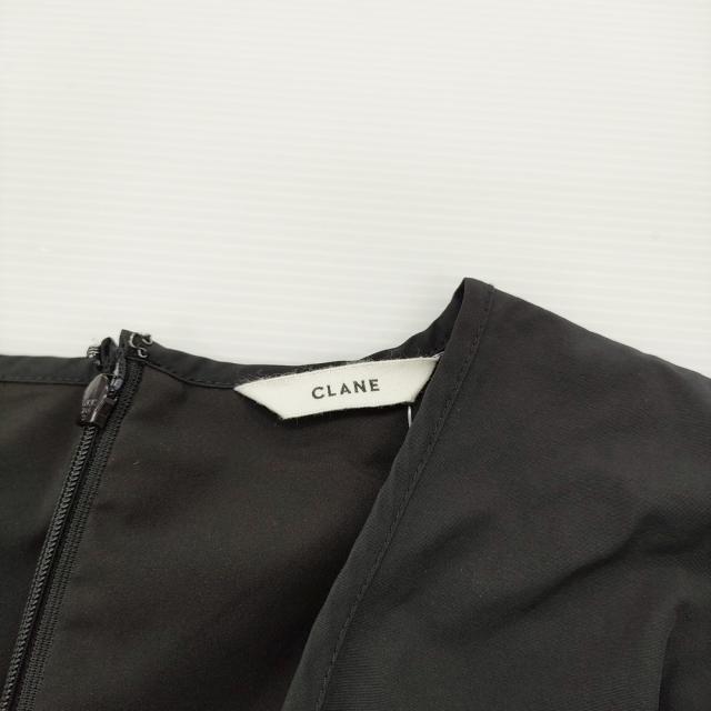 CLANE CROSSING GATHER ONEPIECE サイズ1 コットンナイロン Vネック ギャザー ワンピース 24SS ブラック レディース クラネ【中古】6-0407S♪