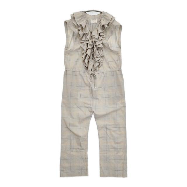 BUNON fofofofa KENNY SUIT サイズL ジャンプスーツ チェック オールインワン ツナギ ライトグレー ベージュ レディース ブノン【中古】6-0403S♪